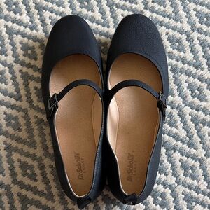 Dr. Scholl's Black Mary Jane Slip-On Flats with Buckle Strap